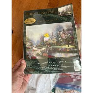 Thomas Kinkade Lamplight Bridge 50925 Embellished Cross Stitch New In Package